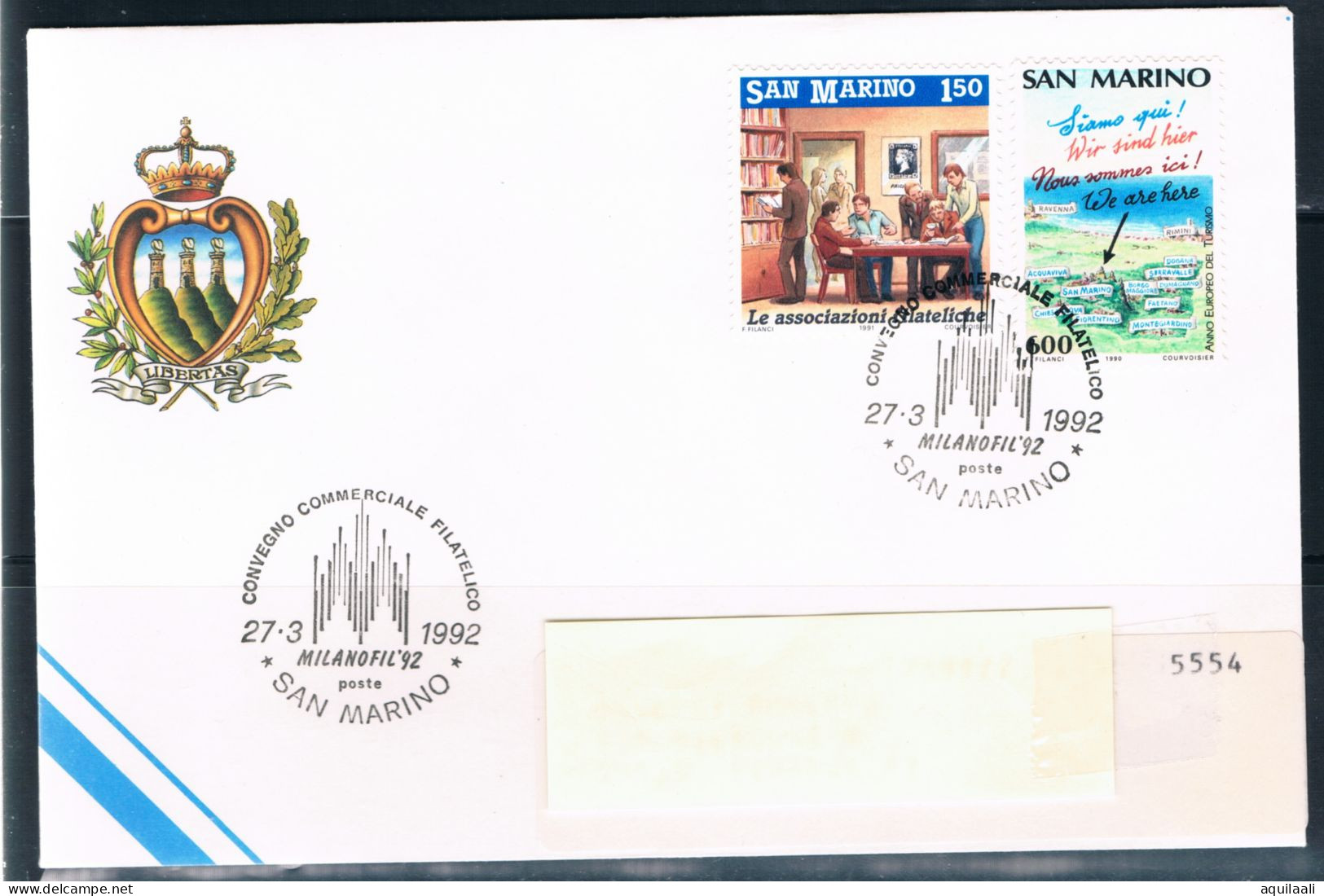 SAN MARINO 1992 - Expo Filatelico " Milanofil 92", Annullo Speciale. - Philatelic Exhibitions