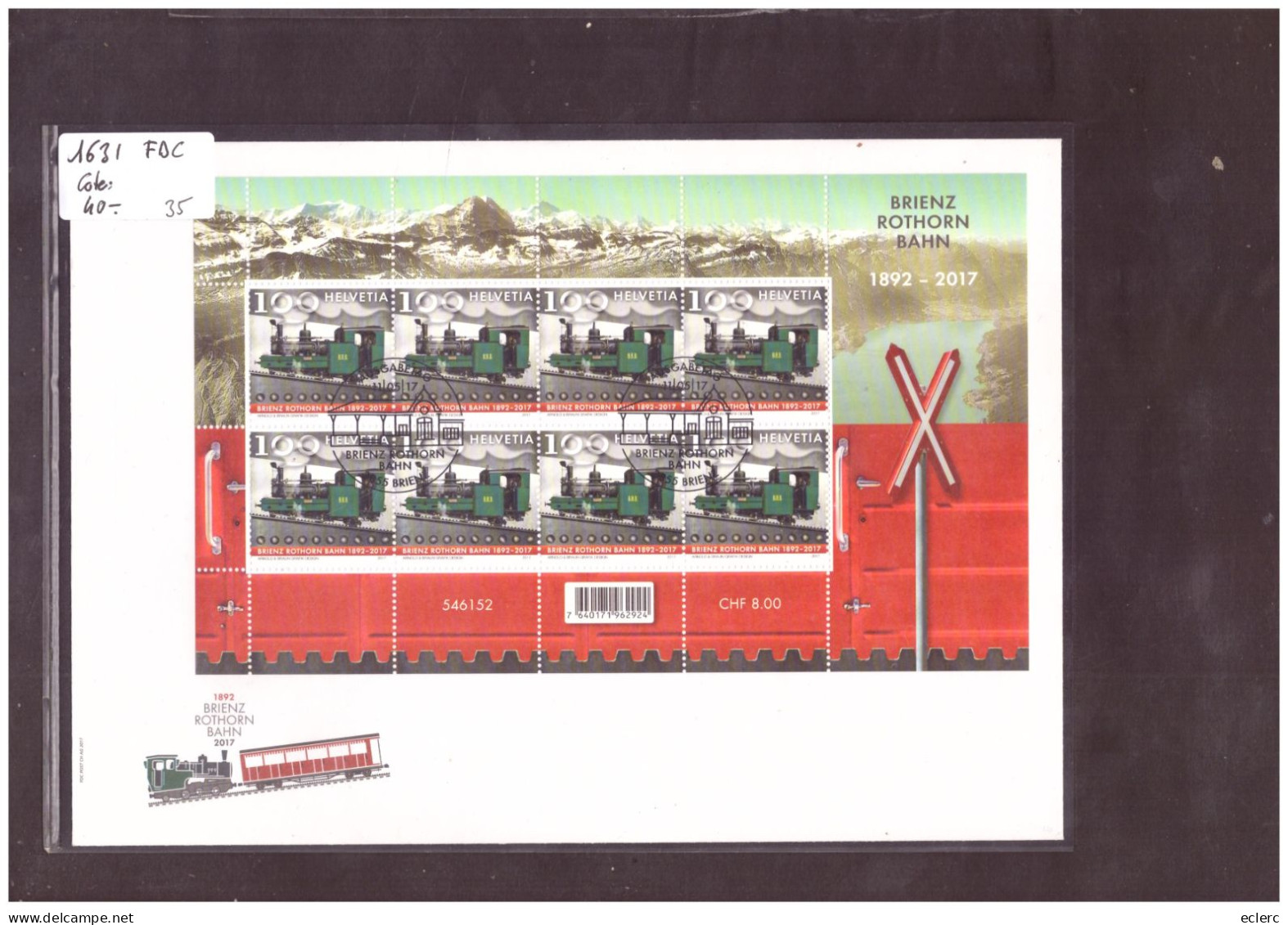 FDC GRAND FORMAT No 1631  - COTE: 40.- ( !! ATTENTION AUX FRAIS DE PORT HORS SUISSE!! ) - Automatenzegels