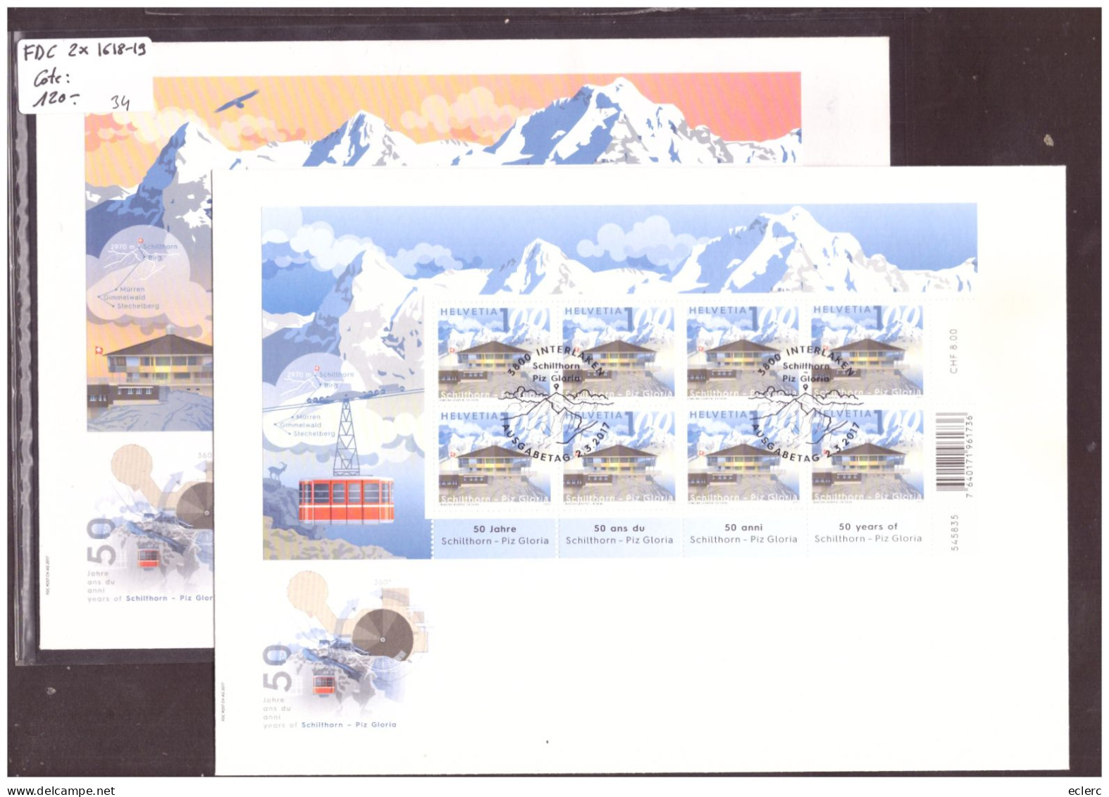 2 FDC GRAND FORMAT No 1618-1619  - COTE: 120.- ( !! ATTENTION AUX FRAIS DE PORT HORS SUISSE!! ) - Timbres D'automates