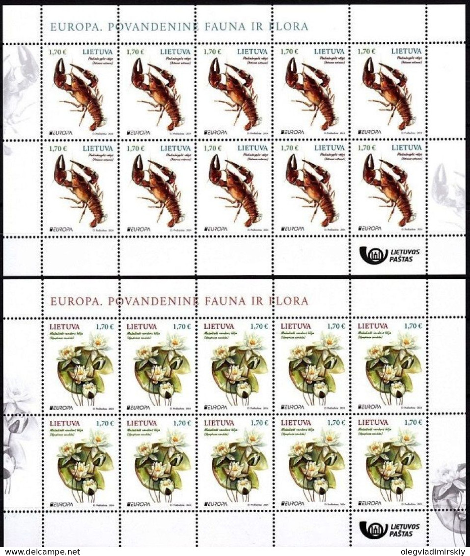 Lithuania Litauen Lituanie 2024 Europa CEPT Underwater Flora And Fauna LP Set Of 2 Sheetlets MNH - Lituania