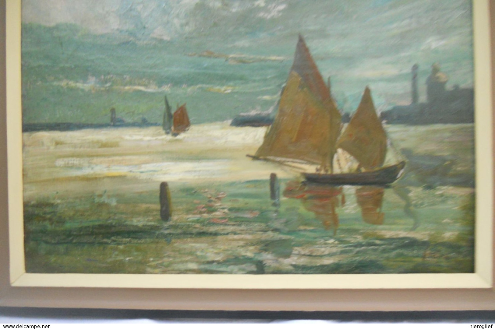 ARTAN - Schilderij O/D Peinture HsT Painting Gesigneerd Signé  ARTAN  Havenzicht Marine Landschap Boten Bateaux Port - Historia