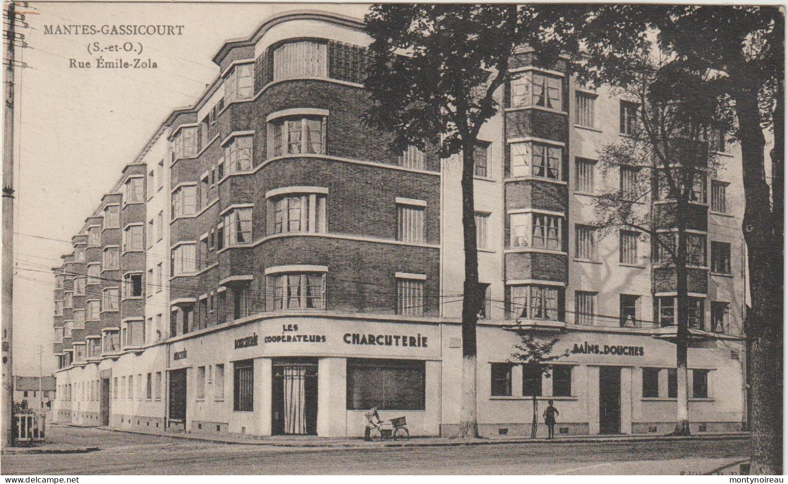 Yvelines : MANTES - GASSICOURT : Rue  émile  Zola , Charcuterie ,bains  Douches,  1936 - Mantes La Ville