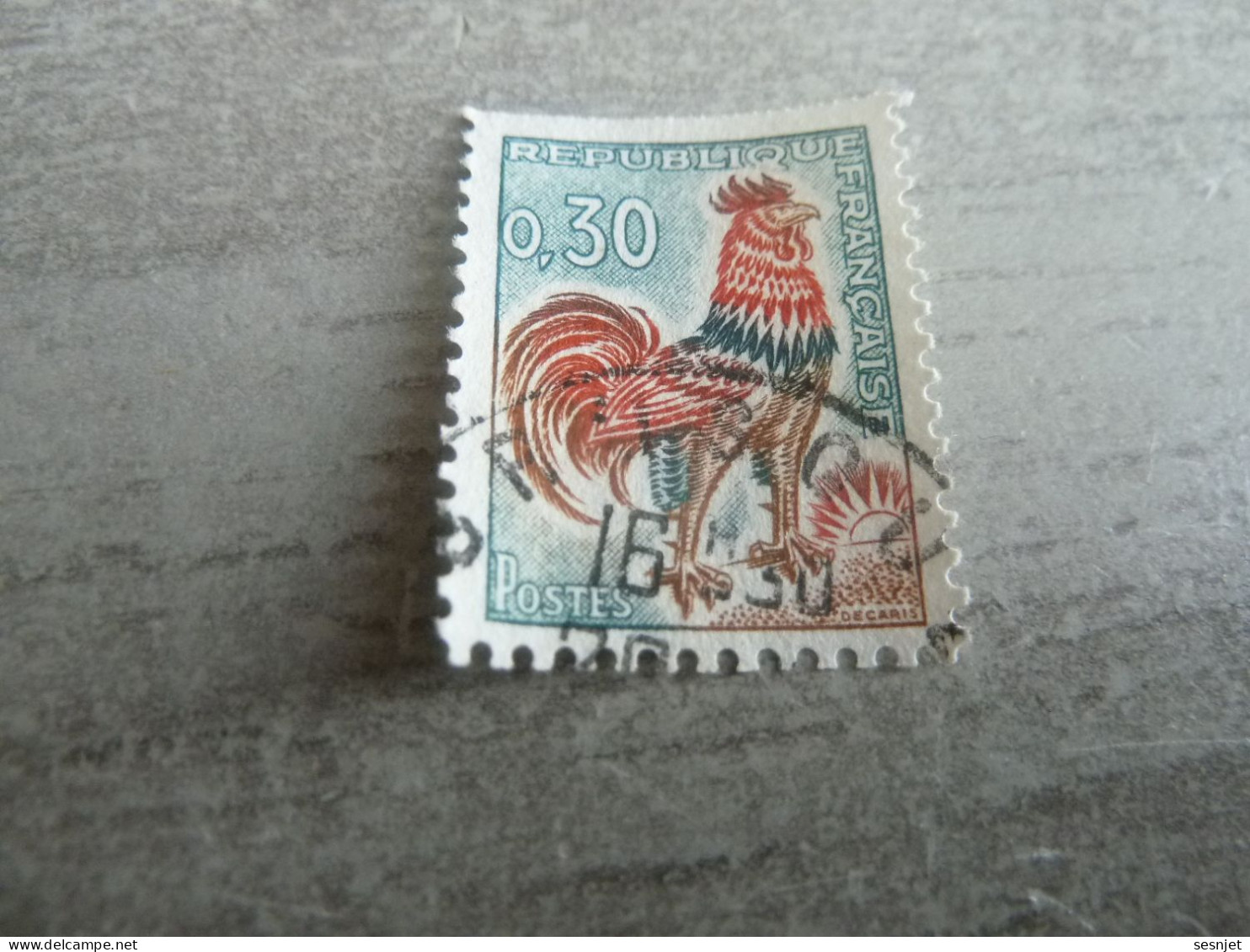 Type Coq De Decaris - 30c. - Yt 1331 A - Vert, Rouge Et Bistre - Oblitéré - Année 1964 - - 1962-1965 Hahn (Decaris)