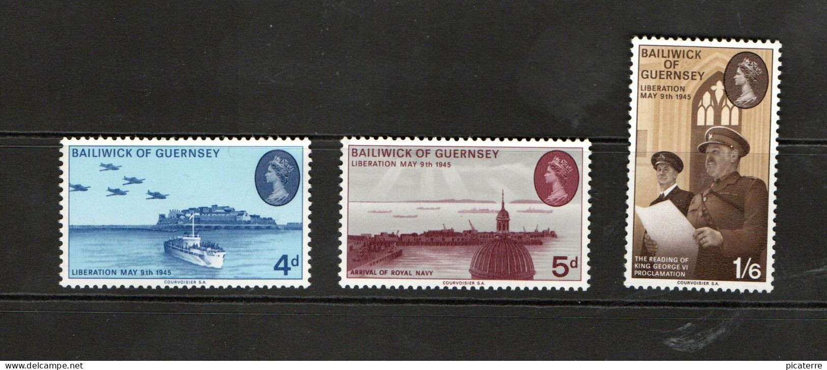 GUERNSEY- Pre-Decimal - 25th Anniv.of The Liberation - Complete 3V 1970 MNH Set - Guernesey