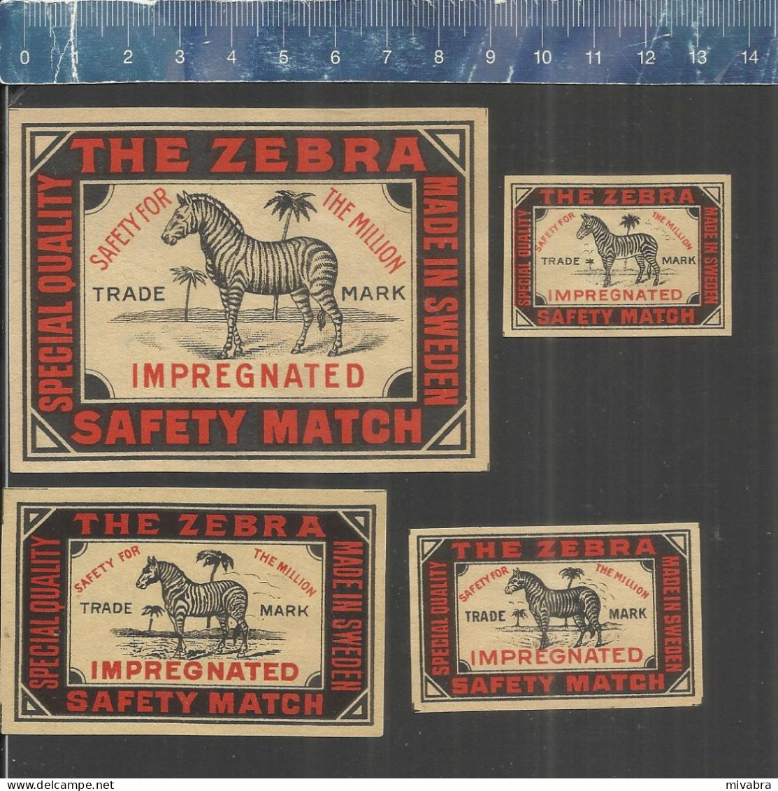 THE ZEBRA - OLD VINTAGE MATCHBOX LABELS MADE IN SWEDEN - Cajas De Cerillas - Etiquetas