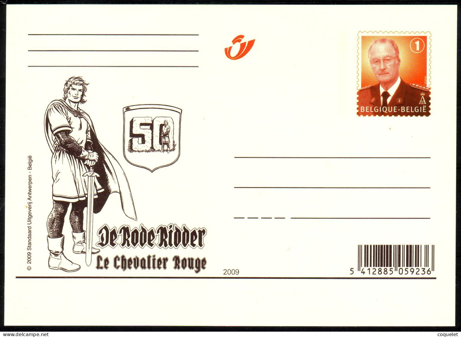 Belgique -entiers Postaux -cartes Illustrées N°107/3 LE CHEVALIER R(1959-2009) #(avec 1 Pour Indiquer L'échelle Du Port) - Bandes Dessinées