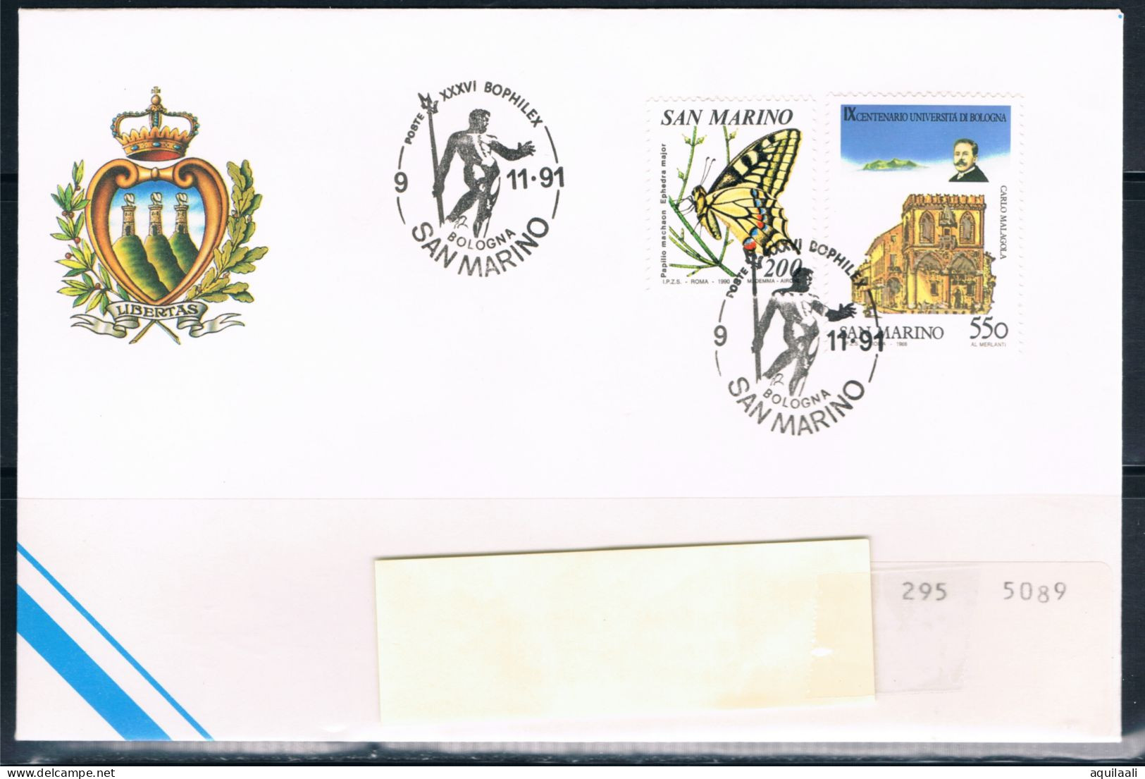 SAN MARINO 1991 -  Expo Filatelico "Bophilex 91 ", Annullo Speciale. - Philatelic Exhibitions