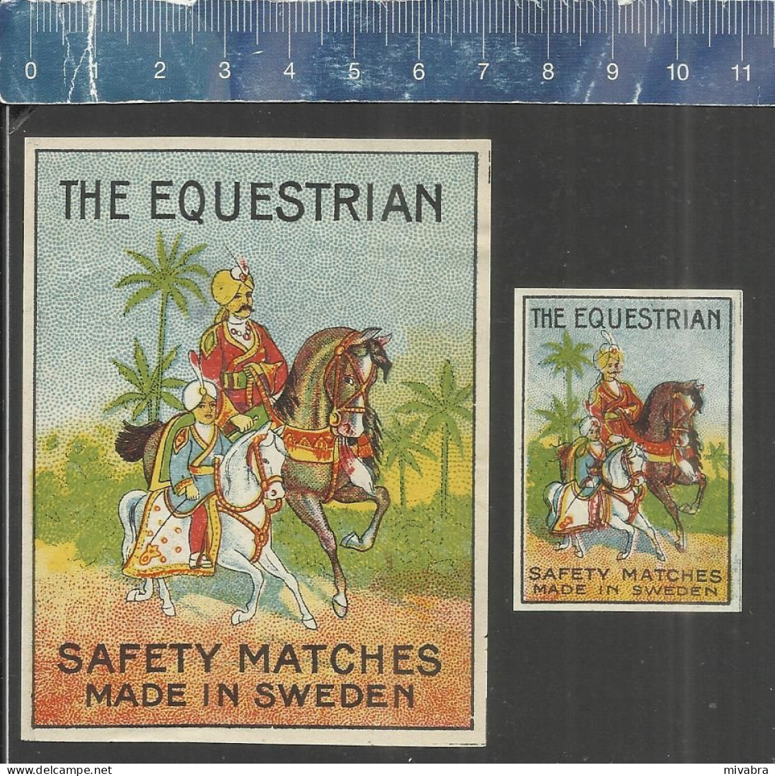 THE EQUESTRIAN - OLD VINTAGE MATCHBOX LABELS MADE IN SWEDEN - Luciferdozen - Etiketten