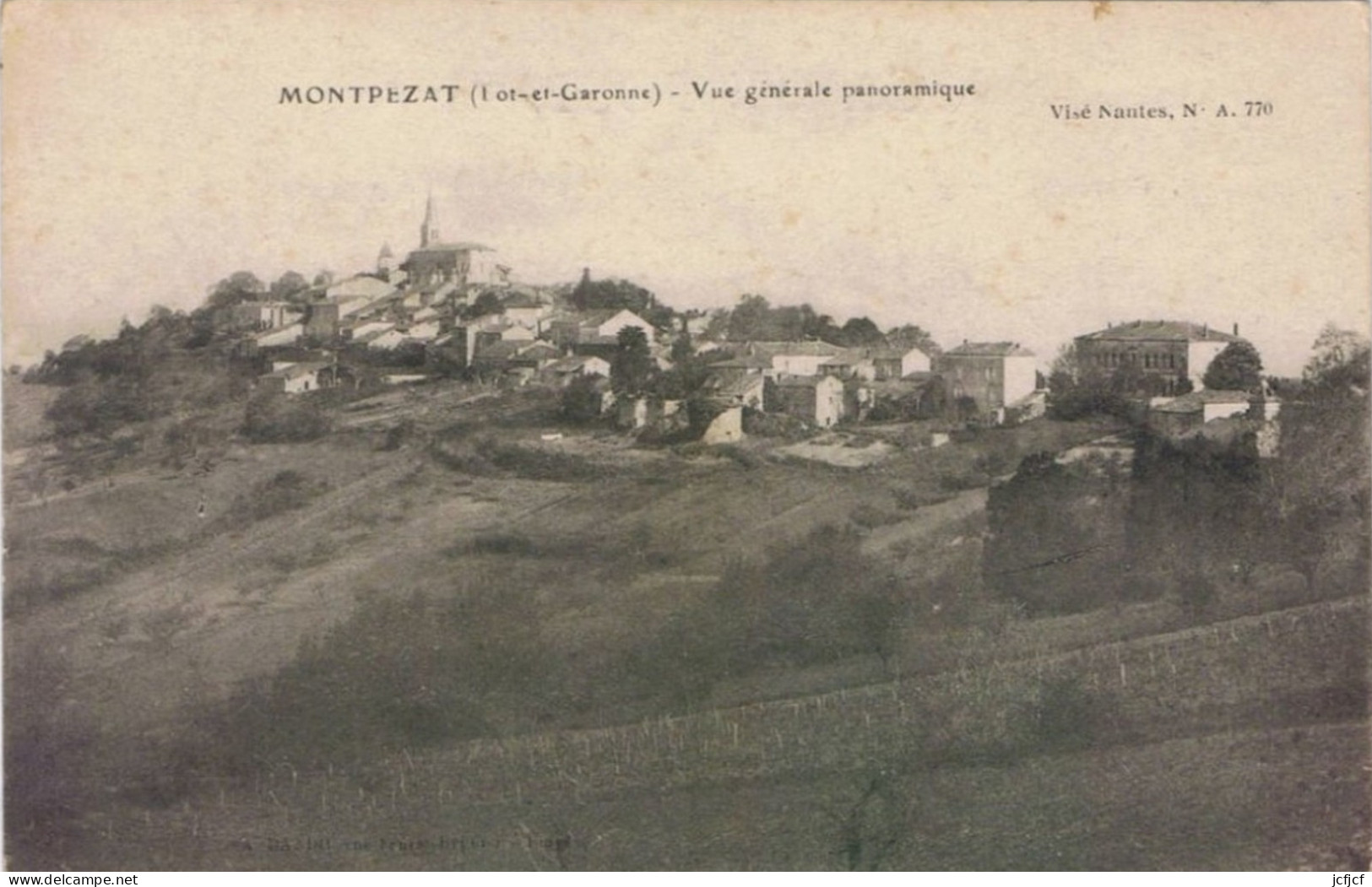 Cpa..47..MONTPEZAT Ou MONPEZAT..LOT ET GARONNE..VUE GENERALE PANORAMIQUE...CARTE RARE - Altri & Non Classificati