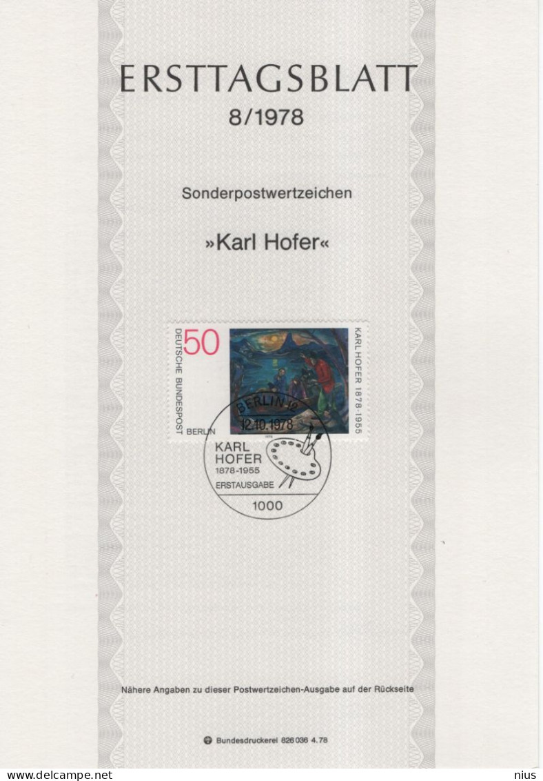 Germany Deutschland 1978-08 Karl Hofer, German Expressionist Painter Maler Artist, Canceled In Berlin - 1974-1980