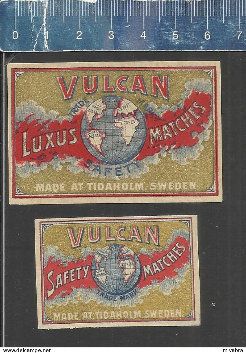 VULCAN SAFETY MATCHES (GLOBE)  - OLD VINTAGE MATCHBOX LABELS MADE TIDAHOLM  SWEDEN - Luciferdozen - Etiketten