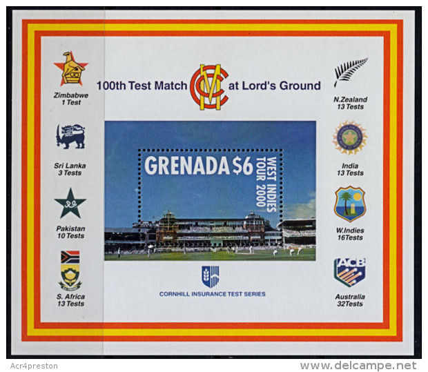 E0181 GRENADA 2000, SG MS4033 West Indies Cricket Tour & 100th Lord's Test Match,  MNH - Grenade (1974-...)