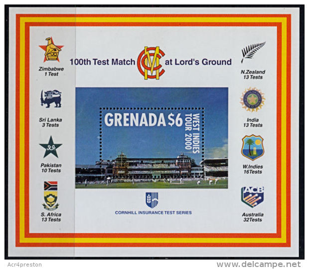 E0181 GRENADA 2000, SG MS4033 West Indies Cricket Tour & 100th Lord's Test Match,  MNH - Grenada (1974-...)