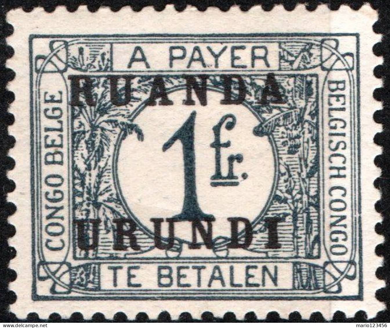 RUANDA-URUNDI, SEGNATASSE, POSTAGE DUE, 1924, NUOVI (MLH*) Mi:RW-U P7, Scott:RW-U J7, Yt:RW-U T14 - Ongebruikt