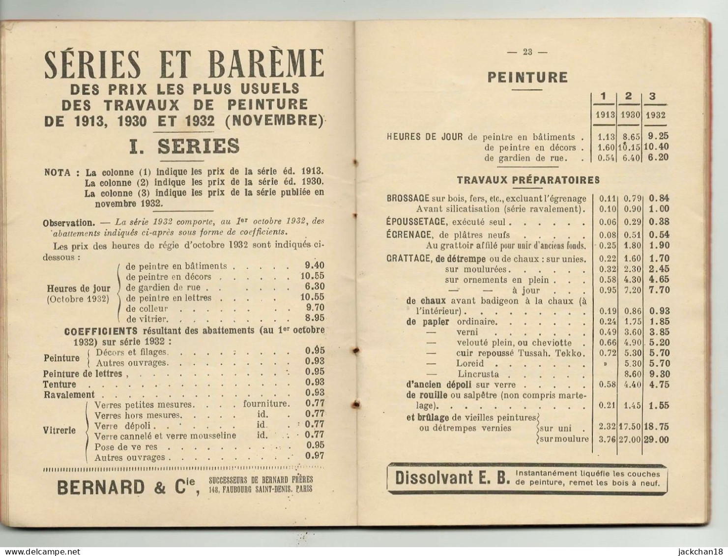 -- LA PRATIQUE DU METRE DES TRAVAUX DE PEINTURE / 1933 -- - Basteln