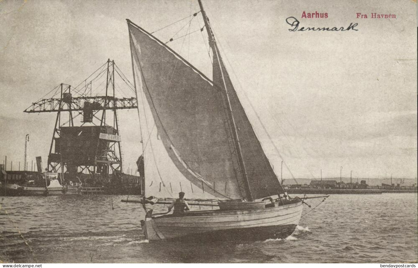 Denmark, AARHUS ÅRHUS, Fra Havnen, Sailing Boat (1912) Postcard - Denemarken