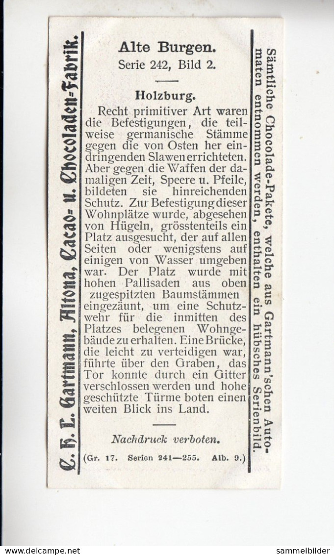 Gartmann  Alte Burgen  Holzburg      Serie 242 #2 Von 1908 - Autres & Non Classés