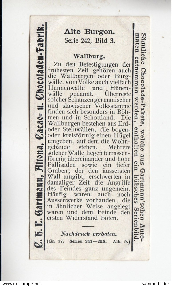 Gartmann  Alte Burgen  Wallburg      Serie 242 #3 Von 1908 - Autres & Non Classés