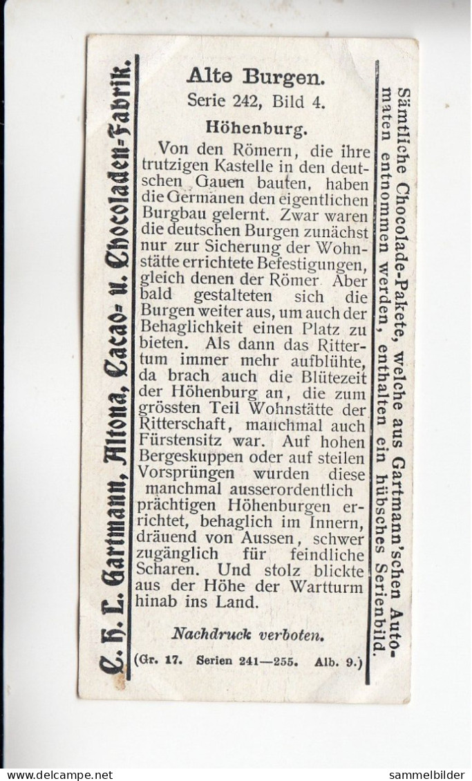 Gartmann  Alte Burgen  Höhenburg     Serie 242 #4 Von 1908 - Autres & Non Classés