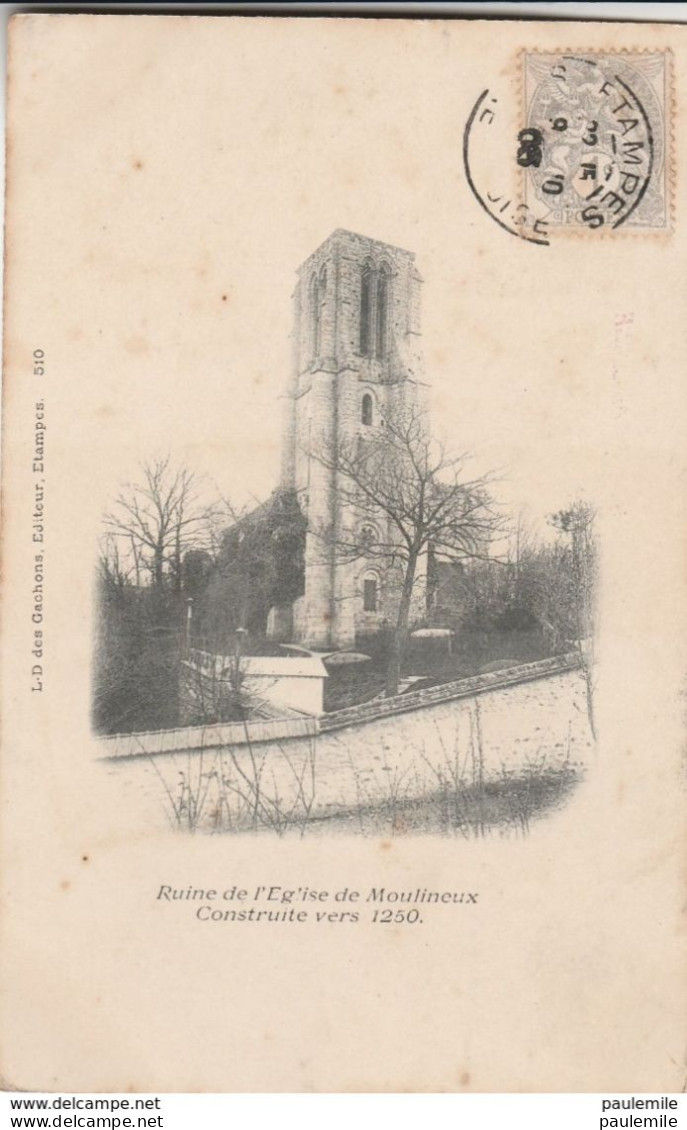 CPA -02   -   RUINES DE EGLISE DE MOULINEUX         ECRITE  1903   H77 - Otros & Sin Clasificación