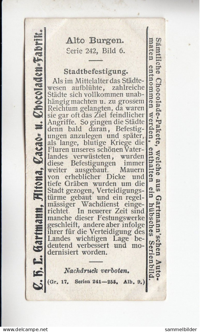 Gartmann  Alte Burgen  Stadtbefestigung     Serie 242 #6 Von 1908 - Altri & Non Classificati