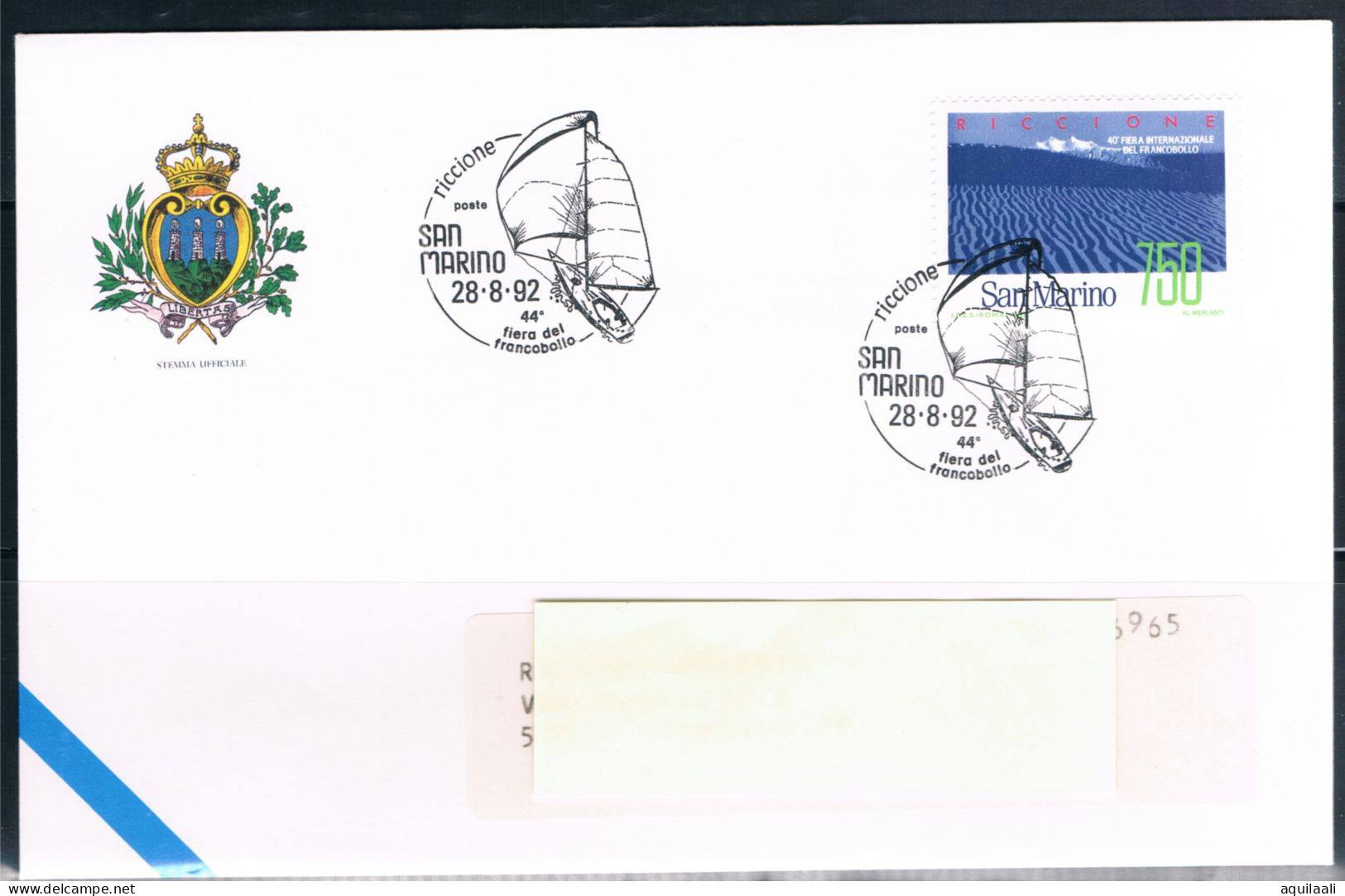 SAN MARINO 1992 - Riccione, 44' Fiera Del Francobollo, Annullo Speciale. - Briefmarkenausstellungen