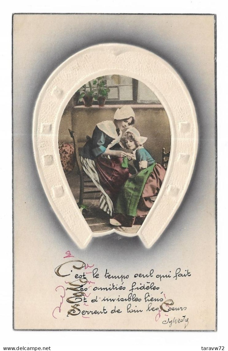 CPA FANTAISIE / MERE ET FILLE - FER A CHEVAL PORTE BONHEUR - Other & Unclassified