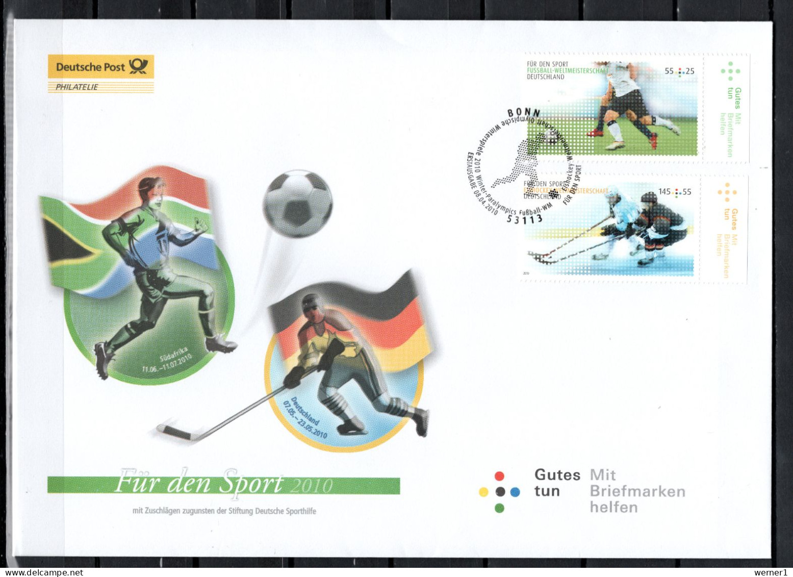 Germany 2010 Football Soccer World Cup, Ice Hockey Set Of 2 On FDC - 2010 – Südafrika