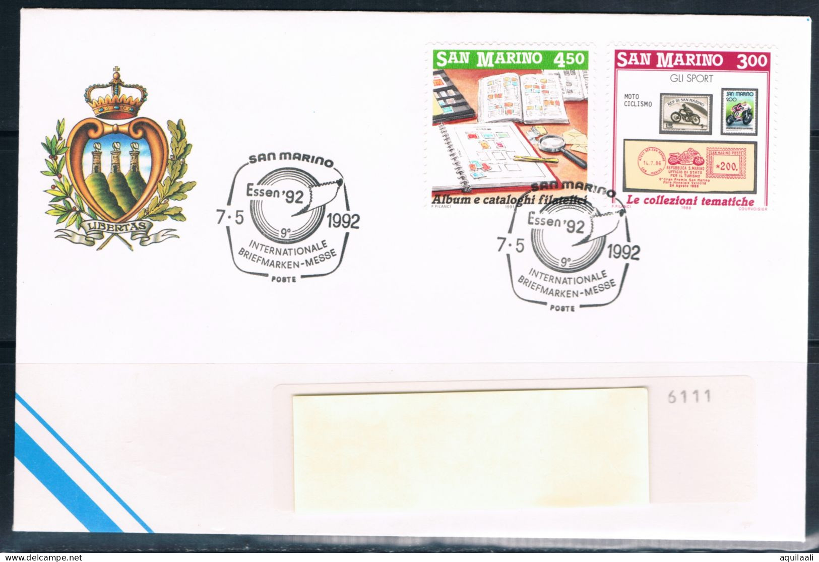 SAN MARINO 1992 - Expo Filatelico "Essen '92", Annullo Speciale. - Philatelic Exhibitions