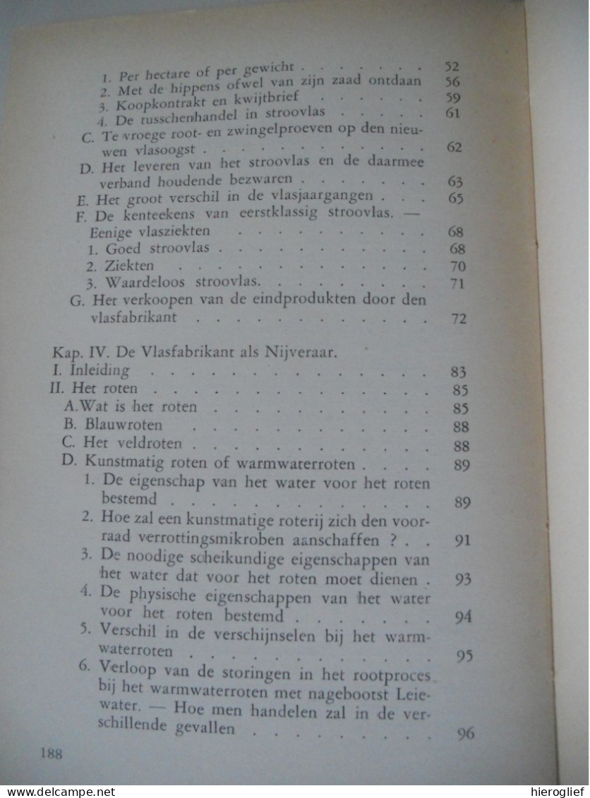 DE VLASFABRIKANT IN ZIJN VLASLEVEN Door Constant Vansteenkiste Wevelgem Ieper Beernem Vlas Leie Kortrijk Vlaanderen - Storia