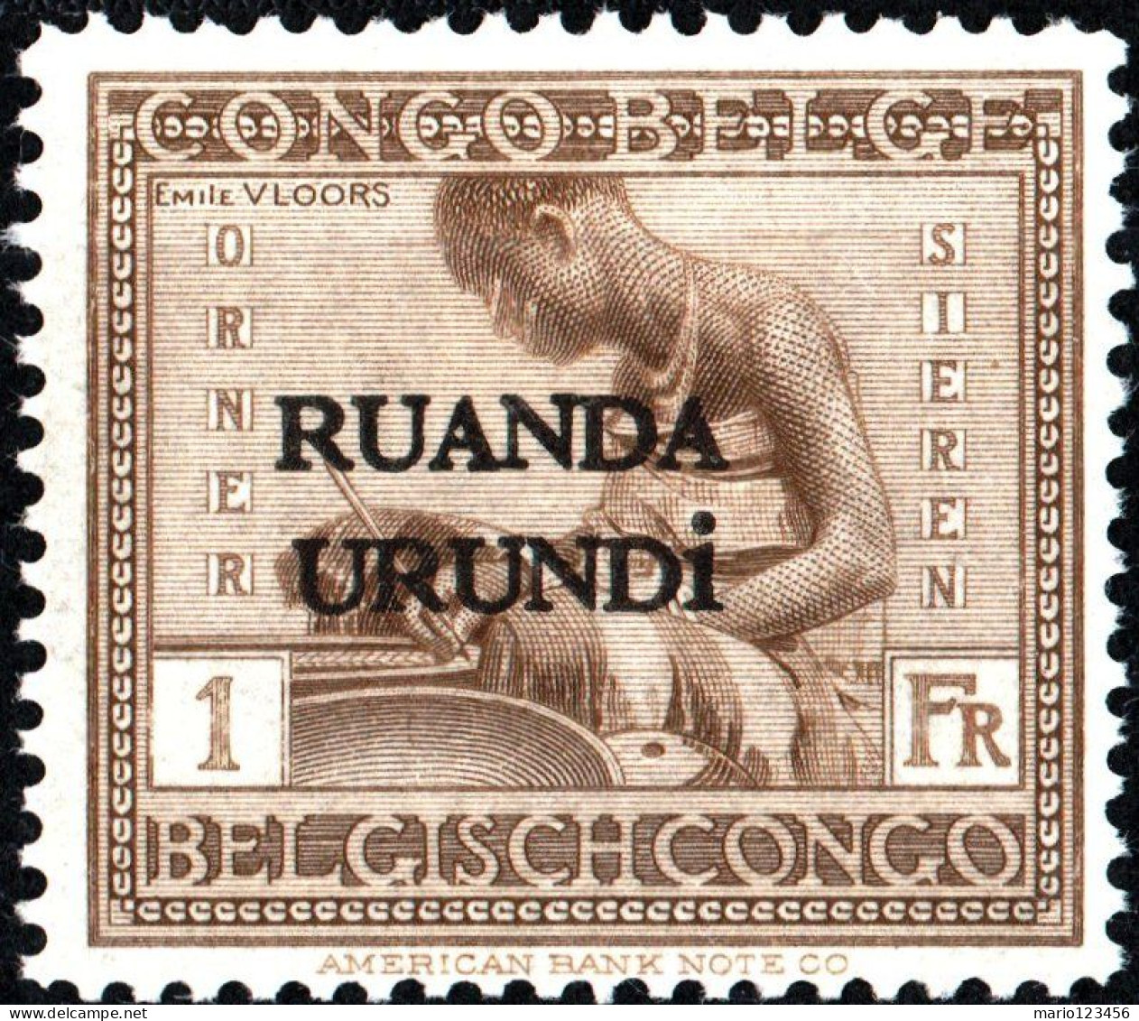 RUANDA-URUNDI, RITRATTI DI INDIGENI, 1924, NUOVI (MLH*) Mi:RW-U 14I, Scott:RW-U 19, Yt:RW-U 58 - Unused Stamps