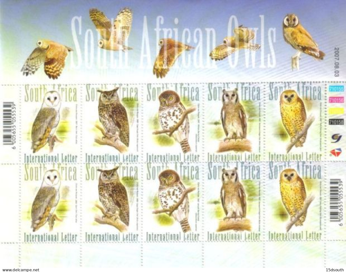 South Africa - 2007 Owls Sheet (**) # SG 1664-1668 - Eulenvögel