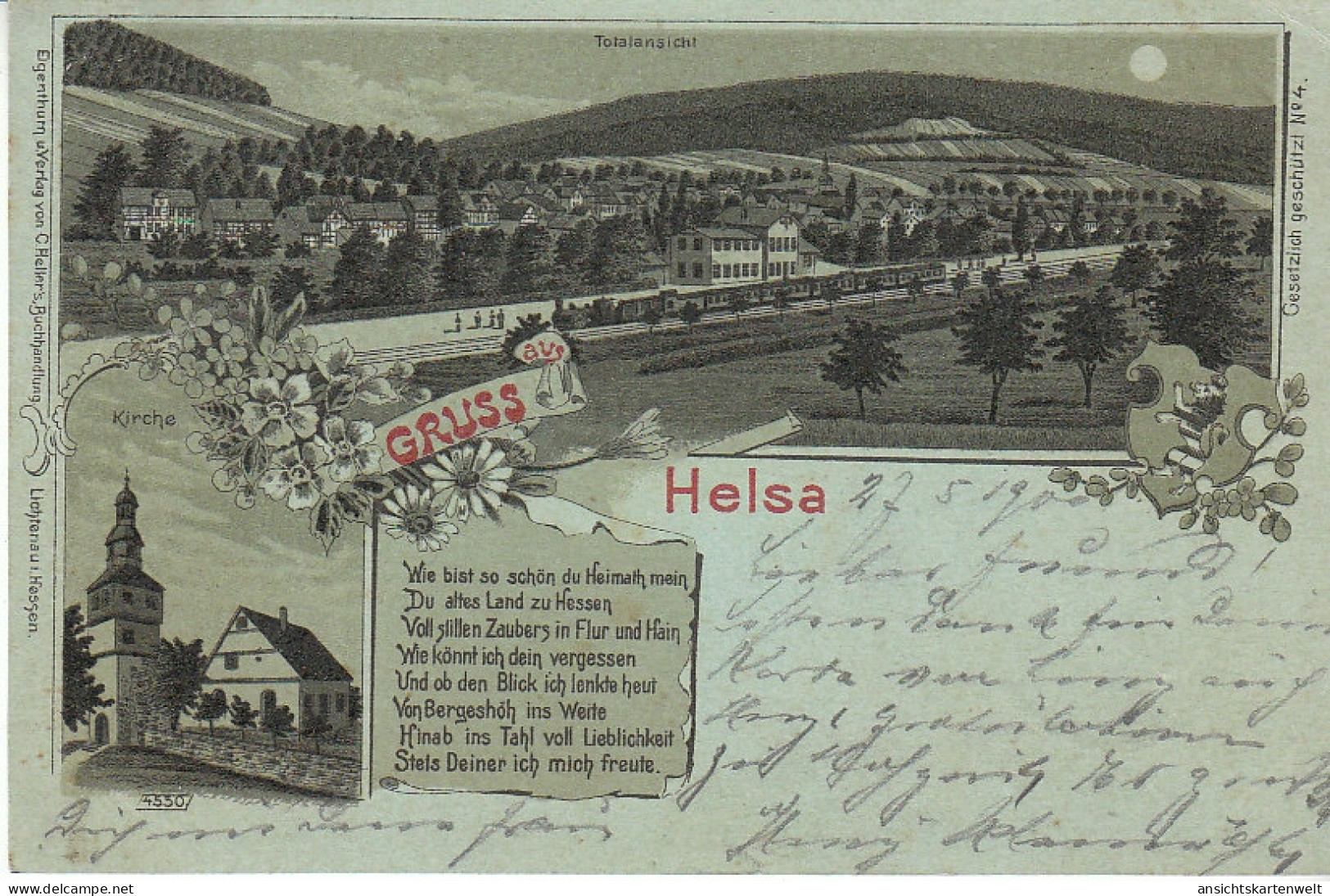 Mondschein-Gruss Aus Helsa Litho Gl1900 #C9995 - Autres & Non Classés