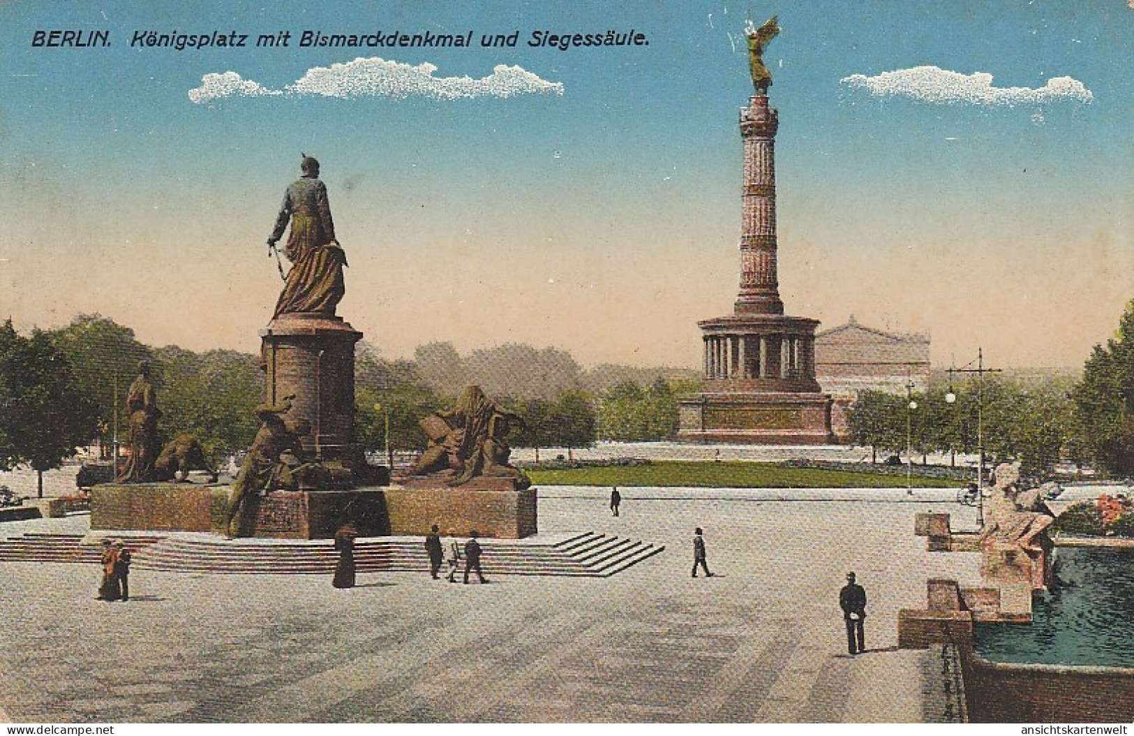 Berlin Königsplatz Mit Bismarck-Denkmal Und Siegessäule Feldpgl1914? #D1403 - Otros & Sin Clasificación