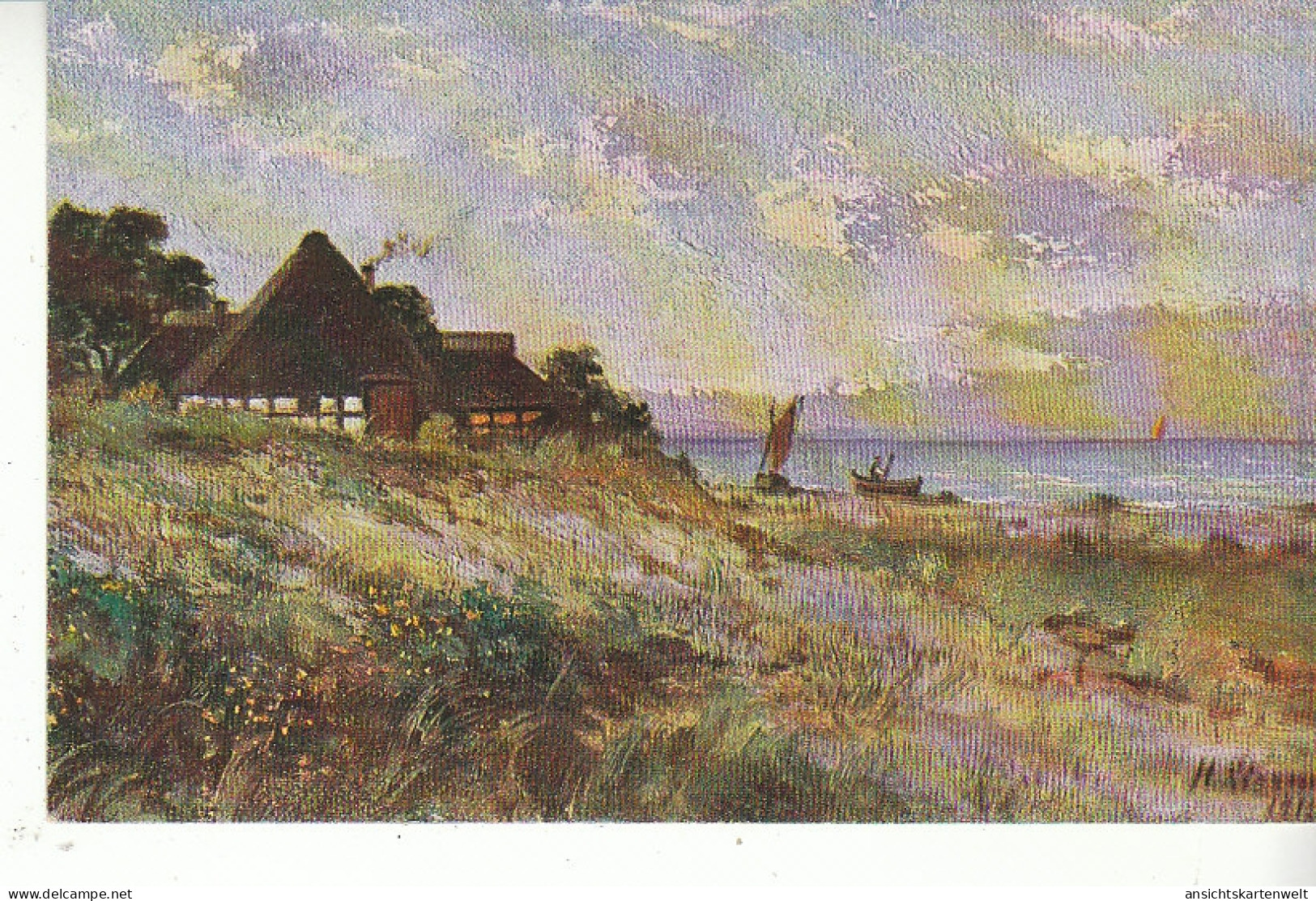 Fischerhaus An Der Küste Ngl #D0547 - Malerei & Gemälde