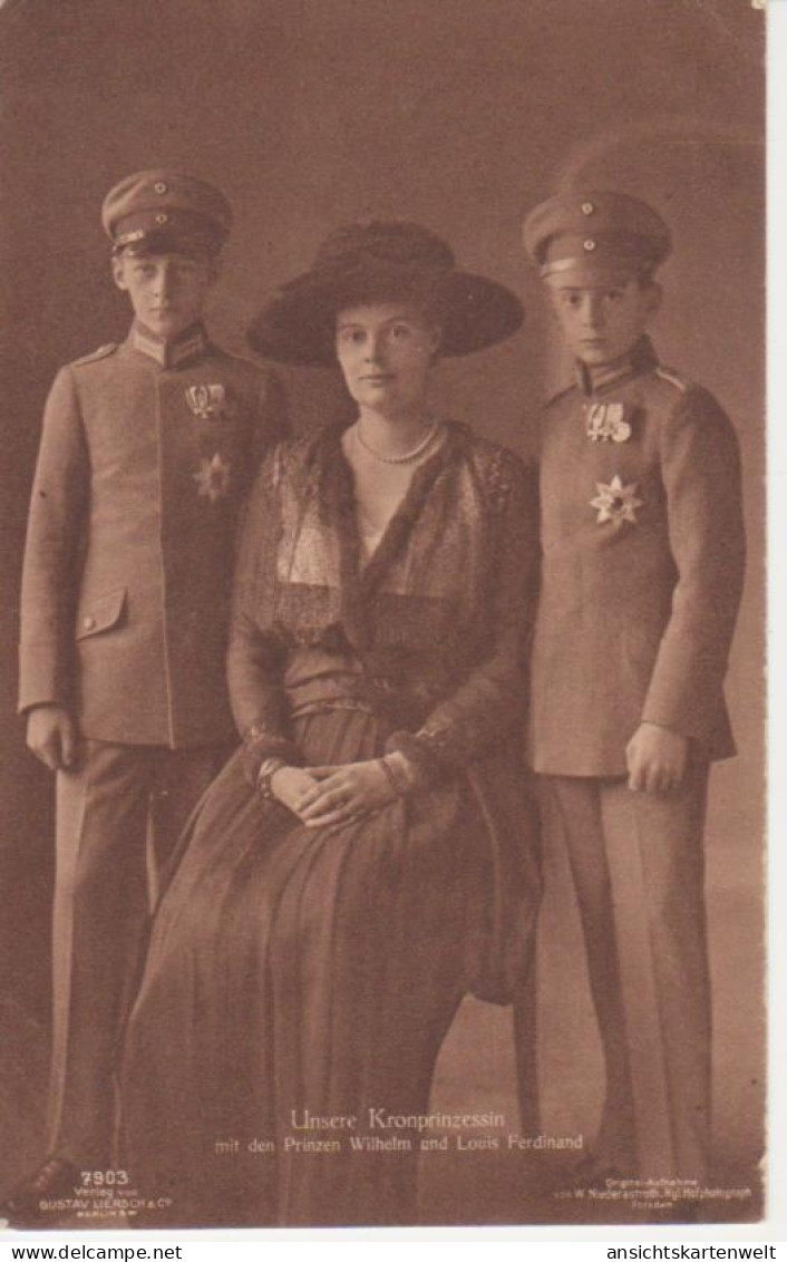 Unsere Kronprinzessin Mit Den Prinzen Wilhelm Und Louis Ferdinand Ngl #218.204 - Familles Royales