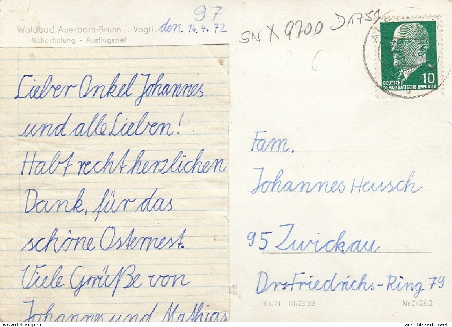 Waldbad Auerbach-Brunn Im Vogtland Gl1972 #D1751 - Other & Unclassified