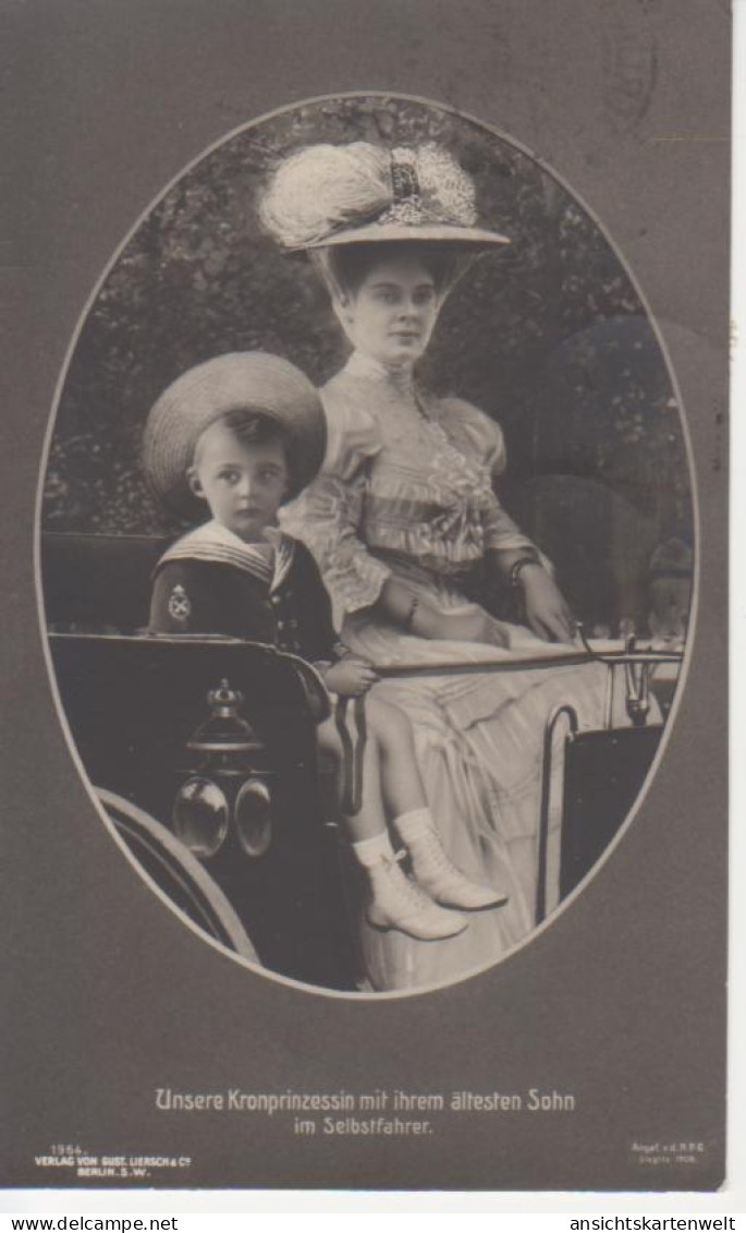 Unsere Kronprinzessin Mit Ihrem ältesten Sohn Im Selbstfahrer Gl1908 #218.205 - Royal Families
