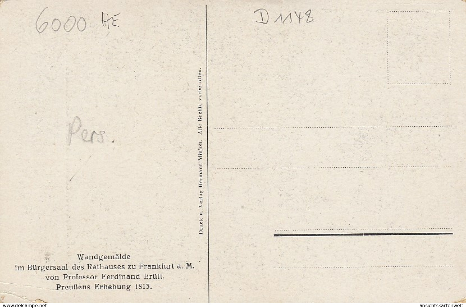 Frankfurt A.M. Rathaus Wandgemälde Preußens Erhebung 1813 Ngl #D1148 - Other & Unclassified