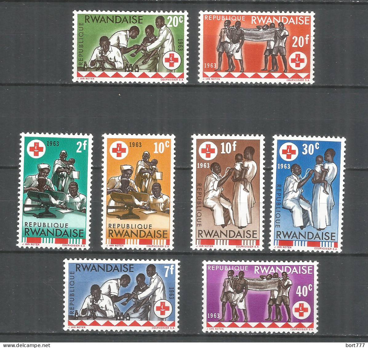 Rwanda 1963 Year ,mint Stamps MNH(**) Mi.# 44-51 Red Cross - Ungebraucht