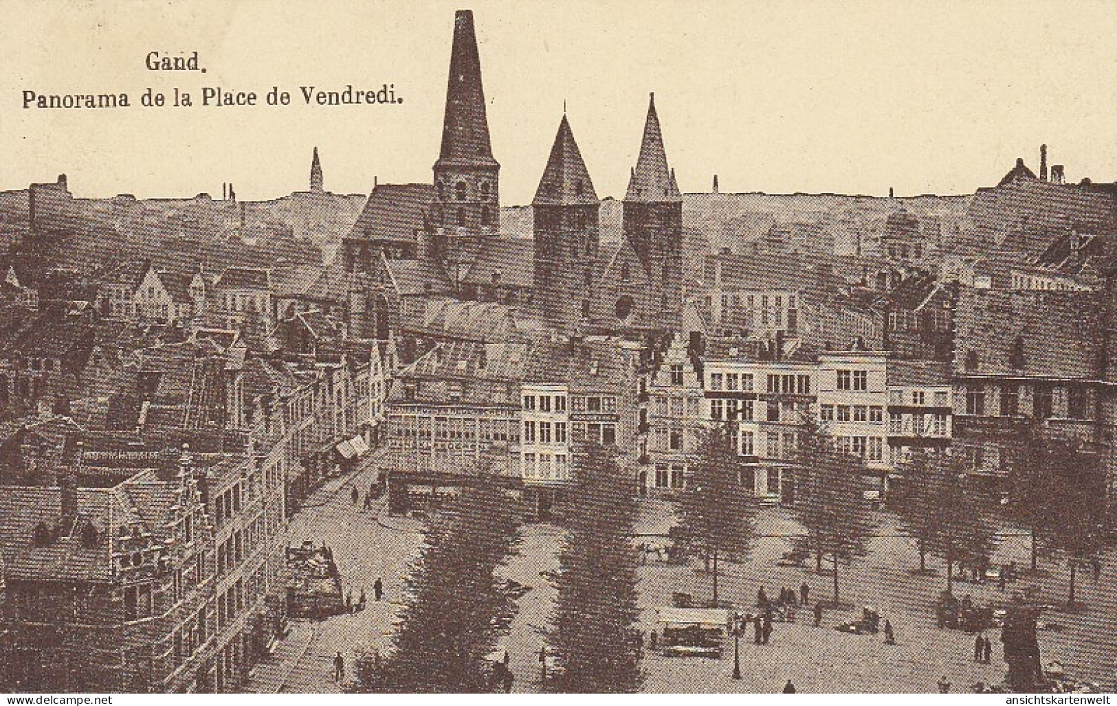 Gand Panorama De La Place De Vendredi Feldpgl1915 #D1305 - Andere & Zonder Classificatie