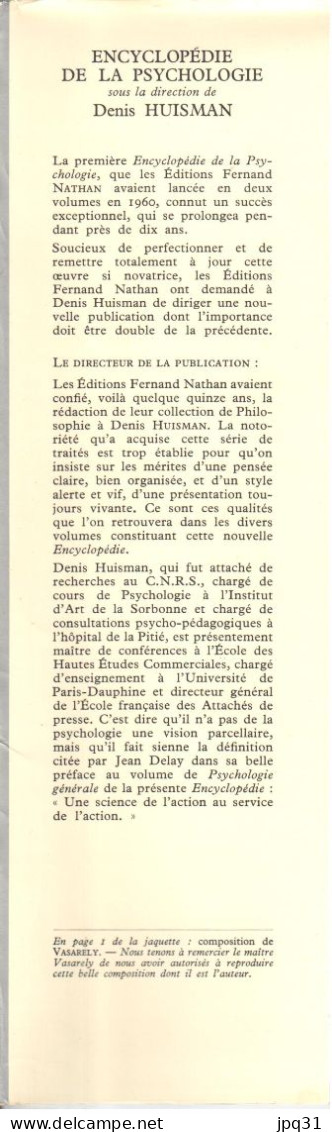 Psychologie Générale - Encyclopédie De La Psychologie - Fernand Nathan 1971 - Psychologie & Philosophie