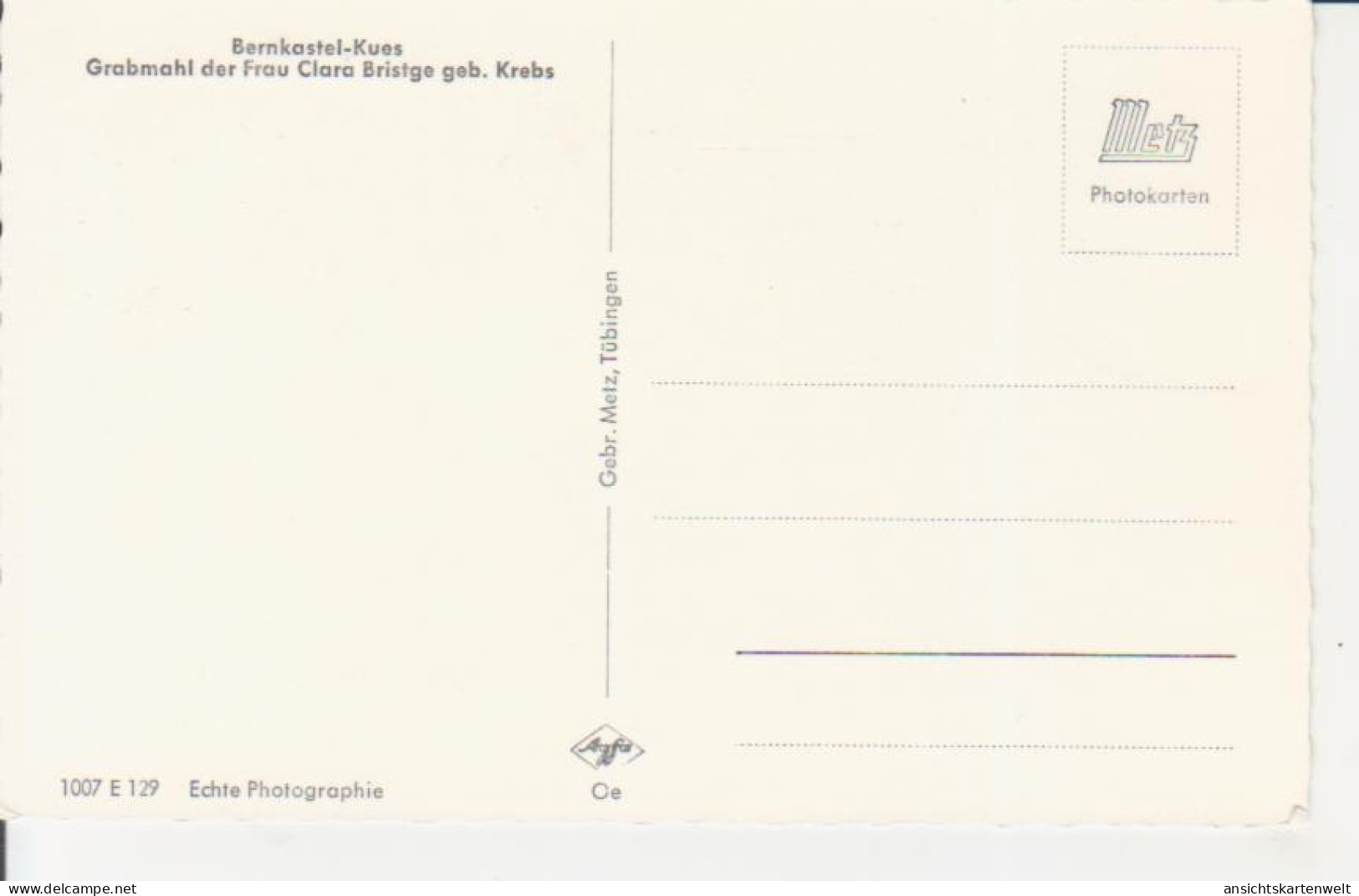 Bernkastel-Kues - Grabmal Clara Bristge Geb. Krebs Ngl #218.879 - Autres & Non Classés