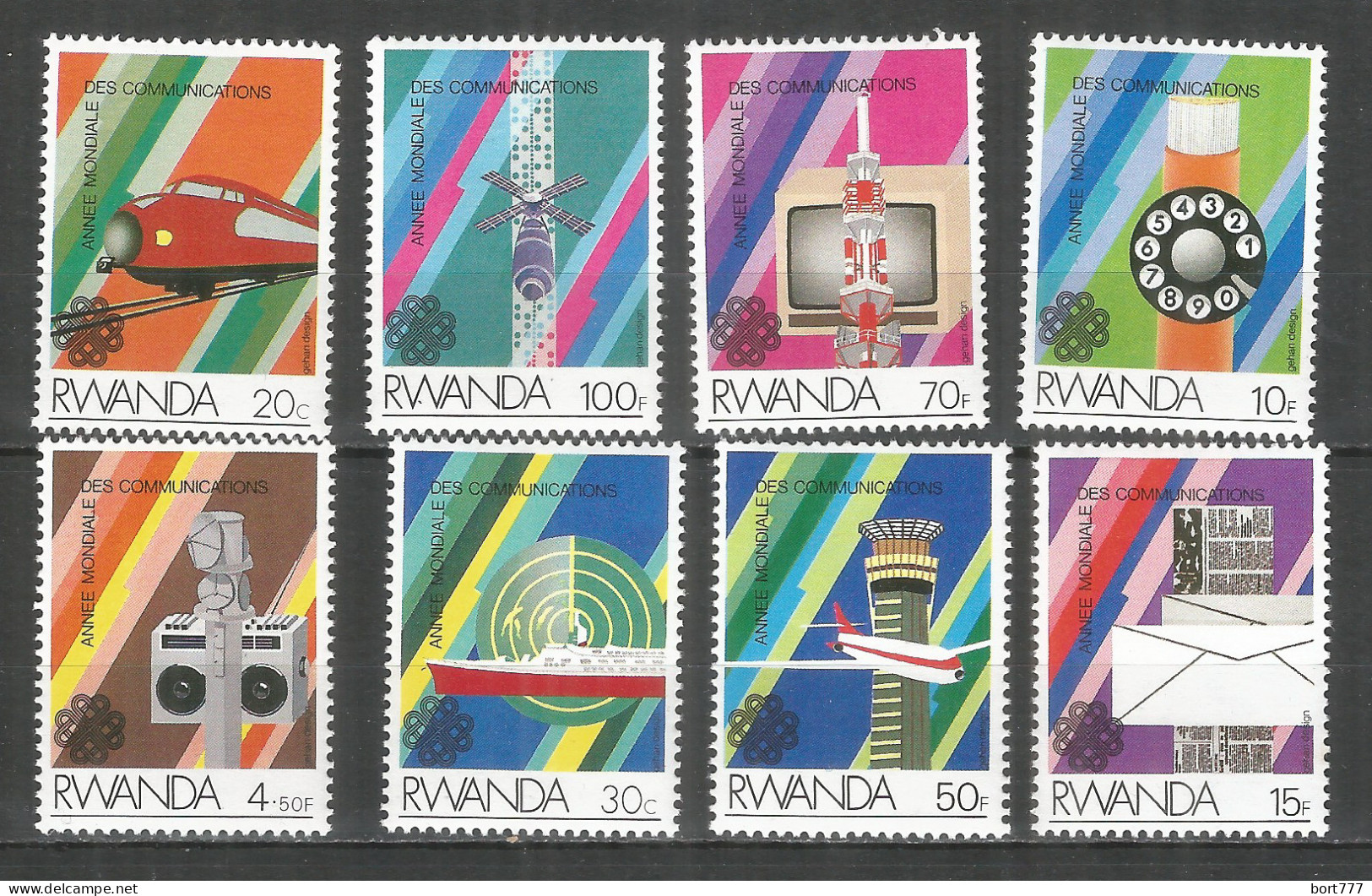 Rwanda 1984 Year ,mint Stamps MNH(**) Mi.# 1259-1266 Trains - Nuevos