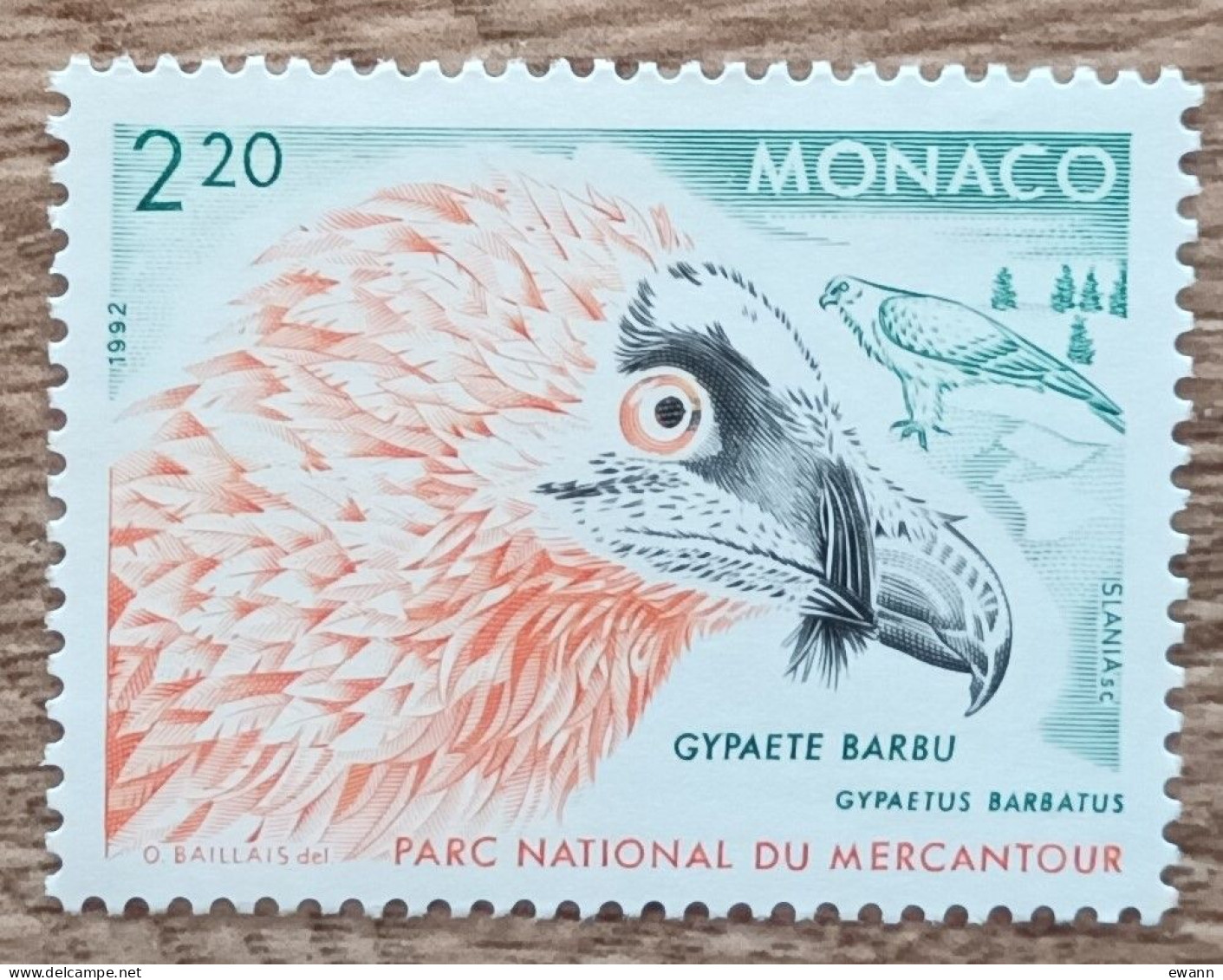 Monaco - YT N°1849 - Faune / Les Rapaces / Gypaete Barbu - 1992 - Neuf - Ungebraucht