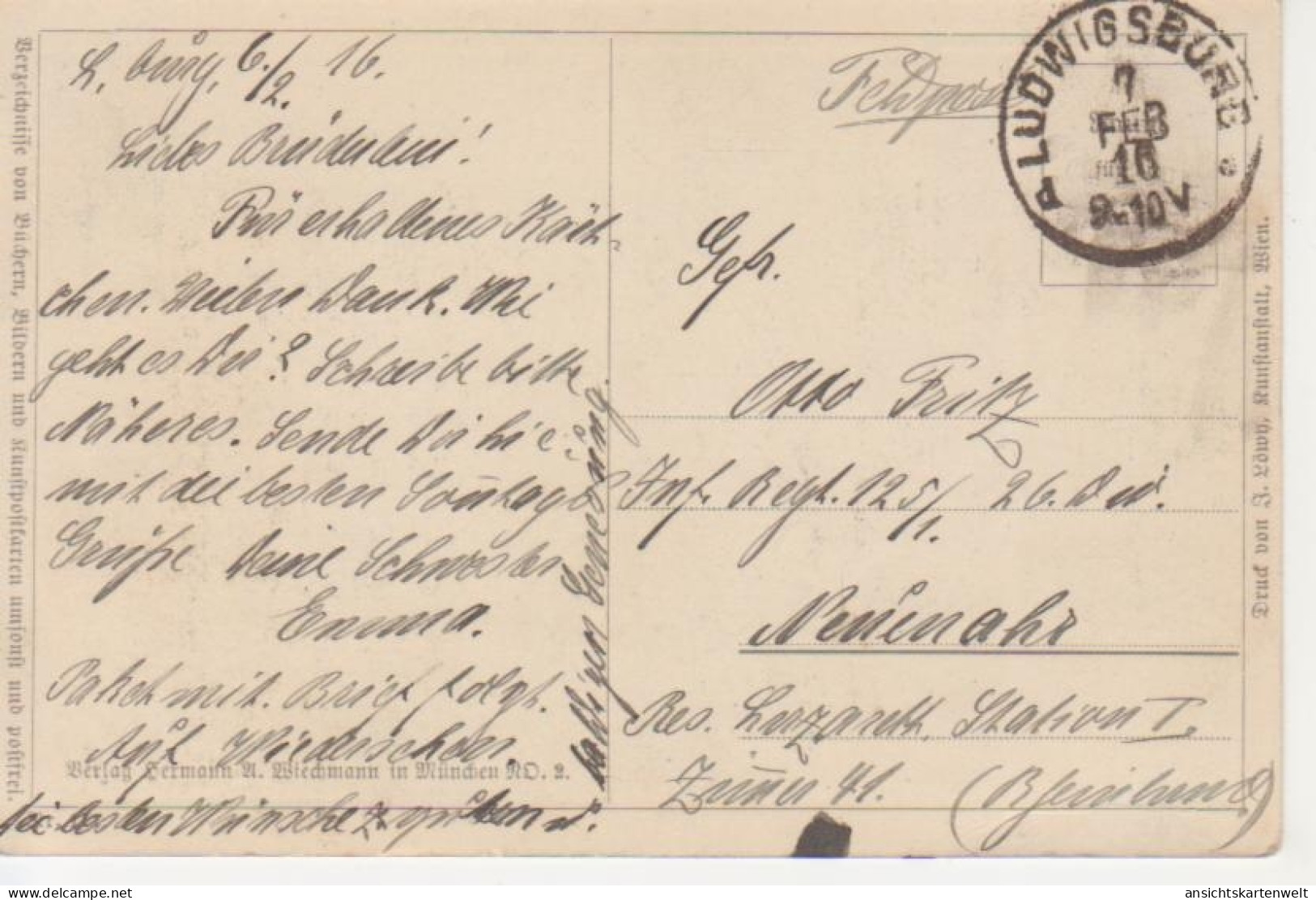 H. Stalzer: In Einem Kühlen Grunde Feldpgl1916 #218.282 - Unclassified