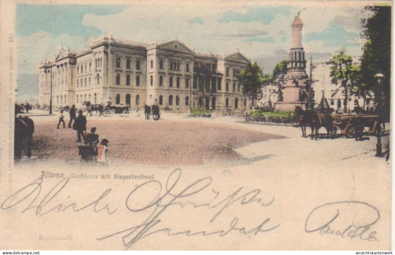 Hamburg Altona Rathaus Mit Siegesdenkmal Gl1900 #218.721 - Autres & Non Classés