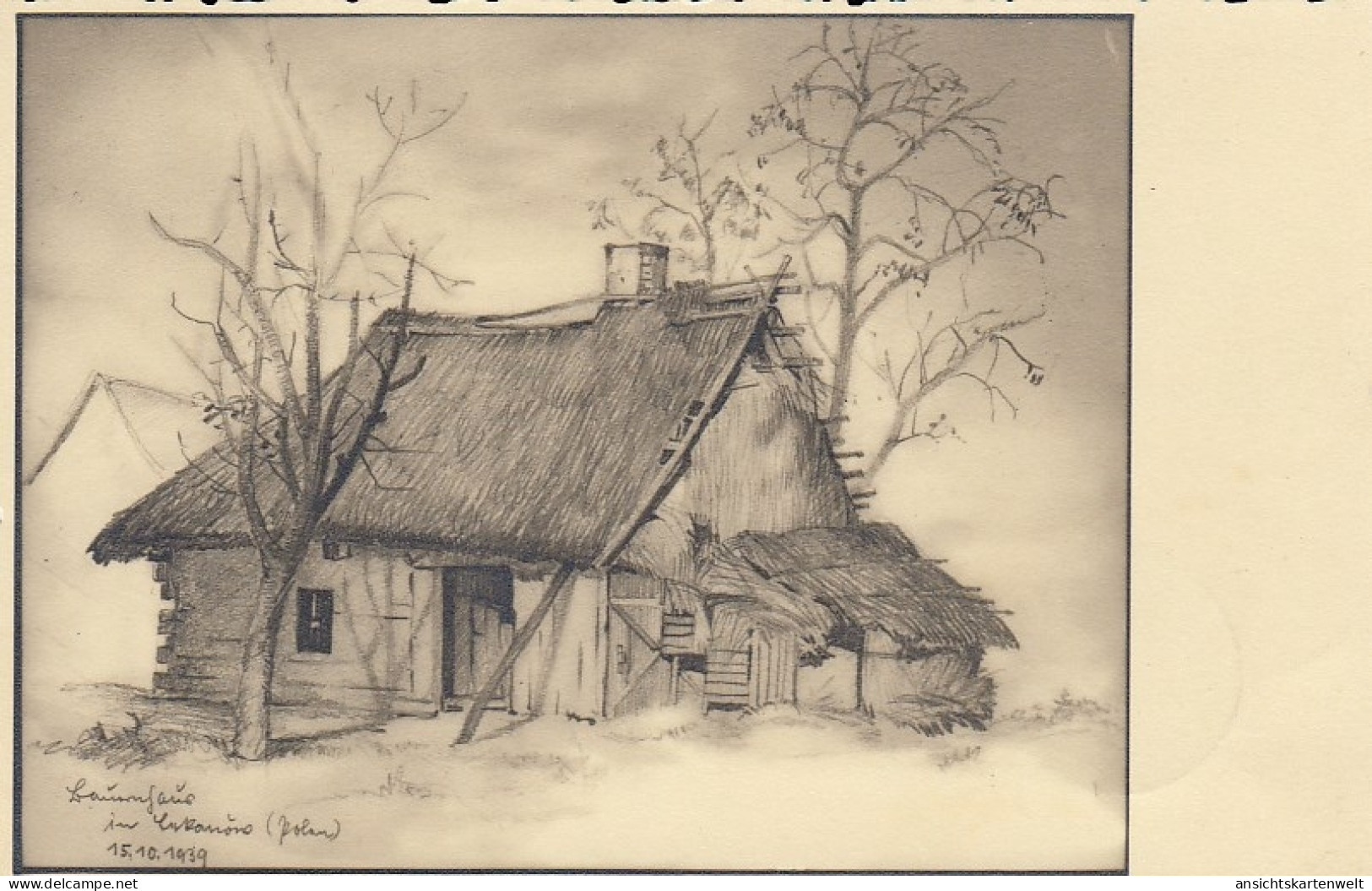 2.WK Bauernhaus In Lokunow (Polen) Feldpgl1940 #D2391 - Autres & Non Classés