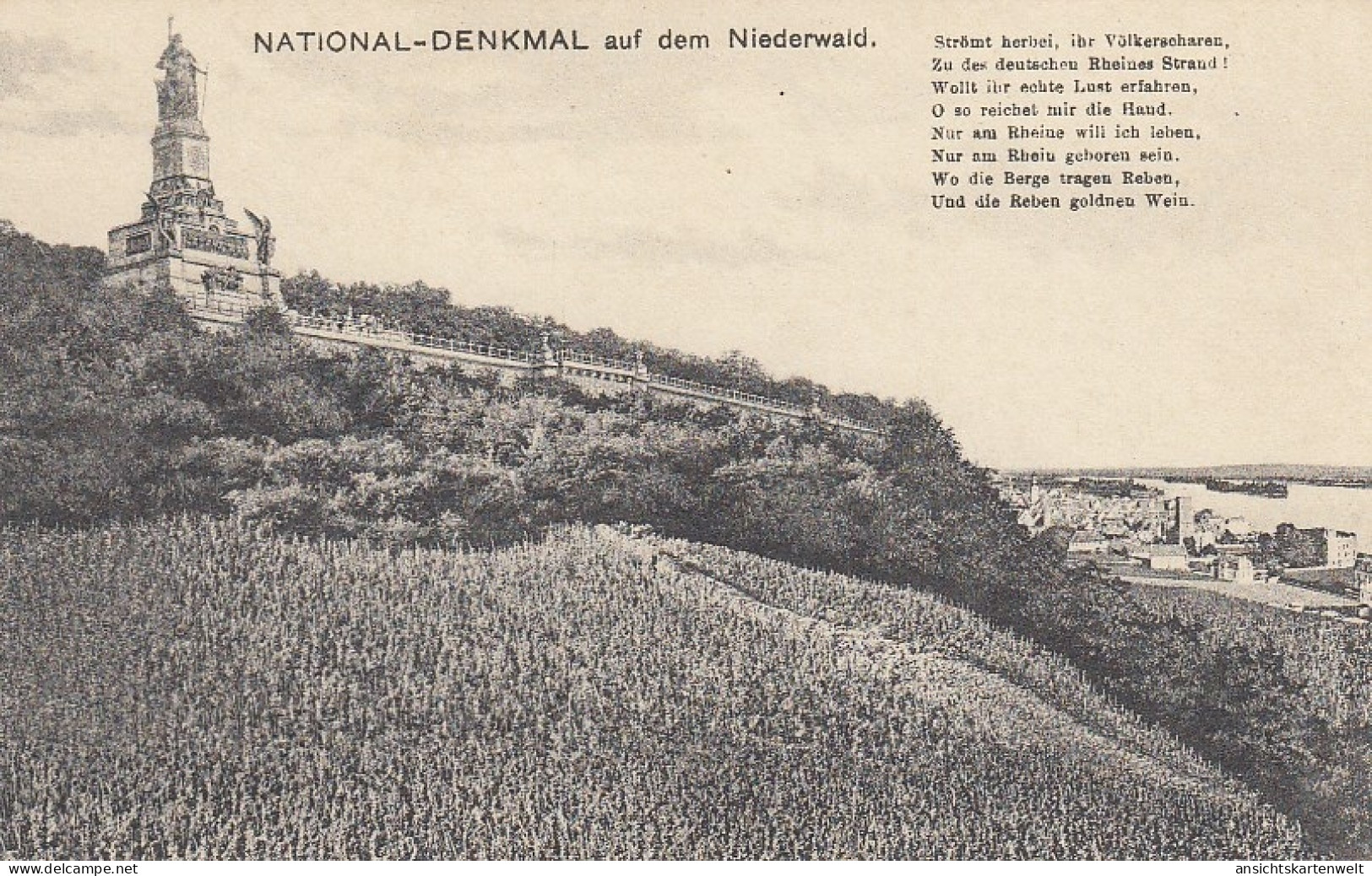 National-Denkmal Auf Dem Niederwald Mit Vers Ngl #D1838 - Sonstige & Ohne Zuordnung