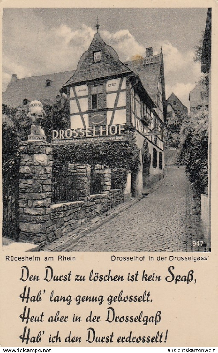 Rüdesheim A.RHein, Drosselhof I.d.Drosselgasse Feldpgl1943 #D1837 - Andere & Zonder Classificatie